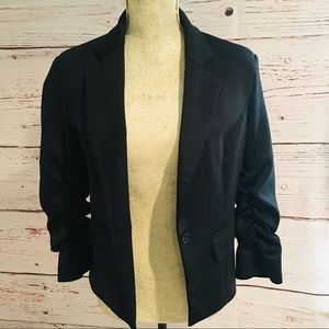 Countess Black Blazer with cinched long sleeves.